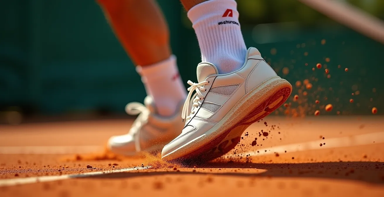 Joueur au filet anticipant une interception avec déplacement latéral explosif